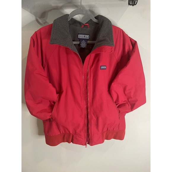 Lands’ End Aircore-200 Polartec Fleece Lined Red/Gray Jacket - Medium, 10-12 - Picture 2 of 7